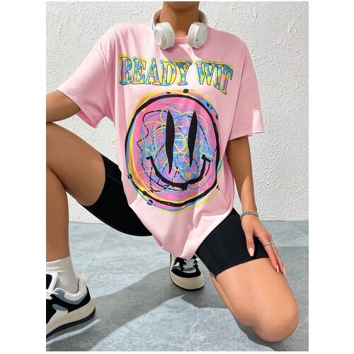 K&amp;amp;H TWENTY-ONE Women&amp;#039;s Powder Pink Ready Wit Printed Oversized Leggings Suit Slike