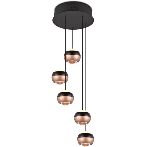Trio Select Črna/bakrena LED viseča svetilka s kovinskim senčnikom ø 30 cm Orbit – Cene