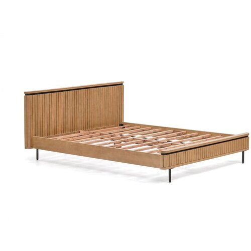 Kave Home Bračni krevet od mango drveta sa letvicama 160x200 cm u prirodnoj boji Licia - Cene