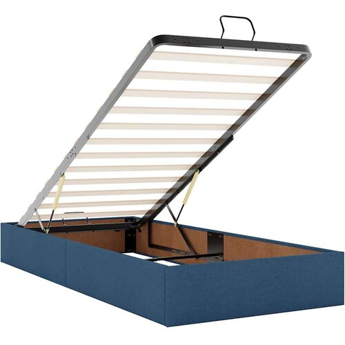 VidaXL otomanski okvir kreveta s madraca plavi 90x190cm od tkanine Slike
