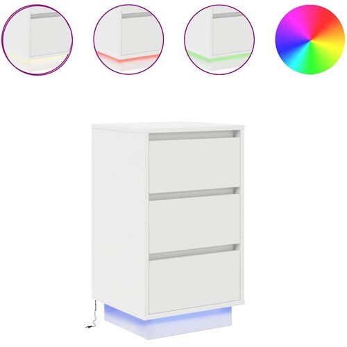 Maison Chic Nočna omarica - Nočna miza z LED svetili bela 38x34x65 cm, (21689315) Cene
