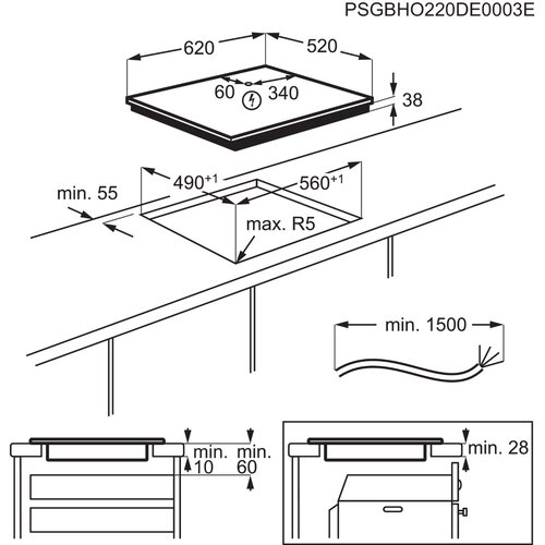 Aeg TO64RA07FB Kuhalna plo&amp;scaron;ca 60 cm s fasetskantnim bru&amp;scaron;enjem, samostojno 949493057 Slike