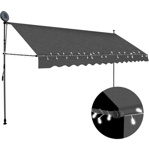 vidaXL Ročno zložljiva tenda z LED lučmi 350 cm antracitna Cene