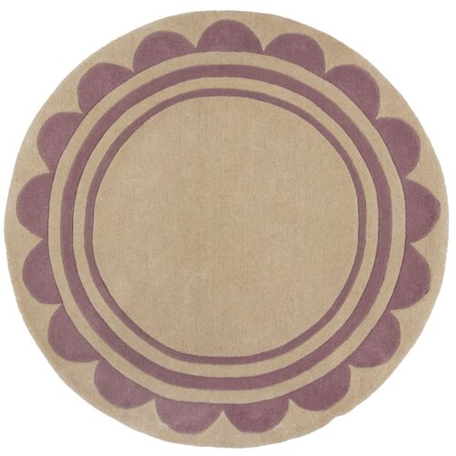 Flair Rugs Ljubičasti/u prirodnoj boji ručno rađen vunen okrugao tepih ø 120 cm Lois Scallop – Cijene