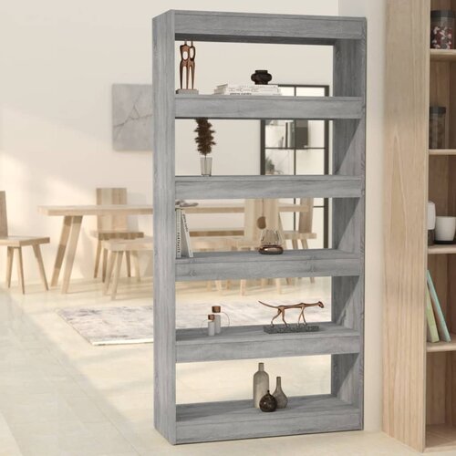  The Living Store Knjižna omara/pregrada siva sonoma 80x30x166 cm konstruiran les - Knjižna Omara, (21431559) Slike