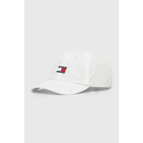 Tommy Jeans Bombažna bejzbolska kapa bela barva