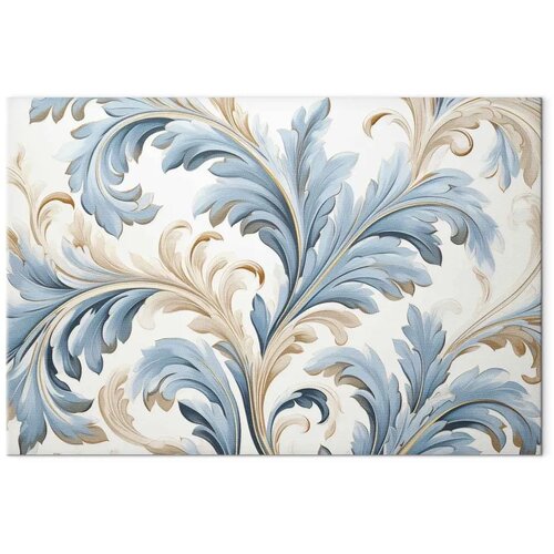  Slika - Baroque Ornaments in Light Cream-Blue Hues 120x80 Na talijanskom platnu Cene