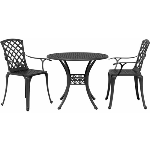  3-dijelni bistro set crni od lijevanog aluminija Cene
