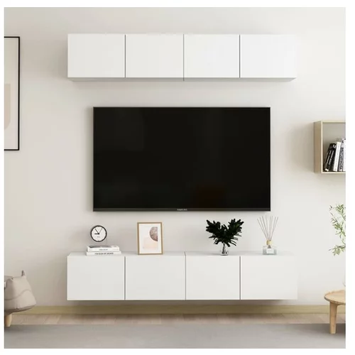  TV omarice 4 kosi bele 80x30x30 cm iverna plošča