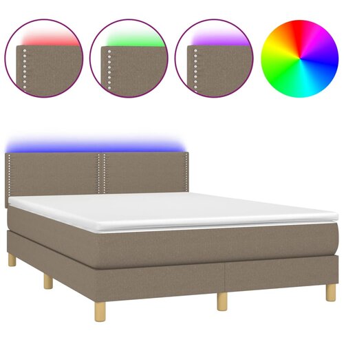 Maison Chic Box spring postelja - Vzmetna postelja z vzmetnico LED taupe 140x200 cm blago SL2889, (21904083) Cene