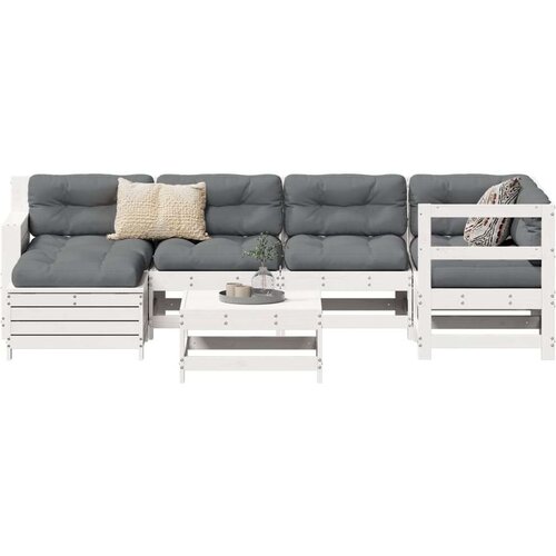  7-dijelni set vrtnih sofa bijeli od masivne borovine Cijene