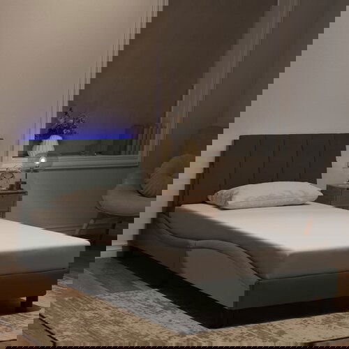 vidaXL Okvir kreveta s LED svjetlima svjetlosivi 90x200 cm baršunasti Cene