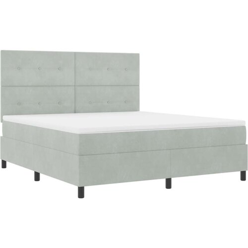 Box Spring postelja z vzmetnico svetlo siva super king žamet, (22052224) Cene