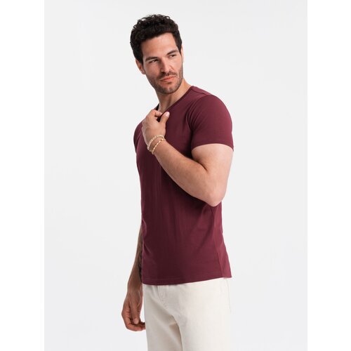 Ombre BASIC men&amp;#039;s cotton classic tee shirt with a v-neck - maroon Slike