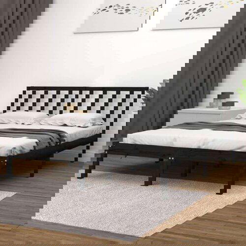  Posteljni okvir črn iz trdne borovine 200x200 cm, (20684755) Slike