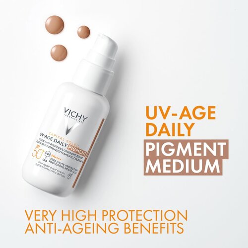 Vichy Capital Soleil Daily SPF50+ za&amp;scaron;čitni tonirani fluid za obraz SPF 50+ odtenek Medium 40 ml Slike