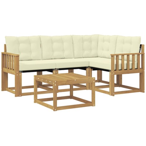 vidaXL Zunanja garnitura za sedenje z blazino 5 pcs Bela in krem, (5000282120) Cene