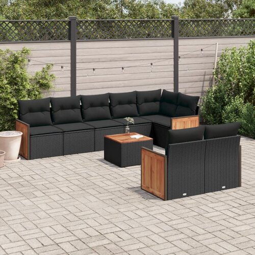vidaXL 9-dijelni set vrtnih sofa s jastucima crni od poliratana Cijene