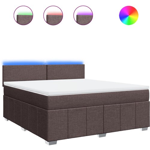 vidaXL Boxspring - Krevet s oprugama i madracem tamnosmeđi 180x200 cm tkanina - Tamno smeđa 180 x 200 cm Gladak dizajn Cene