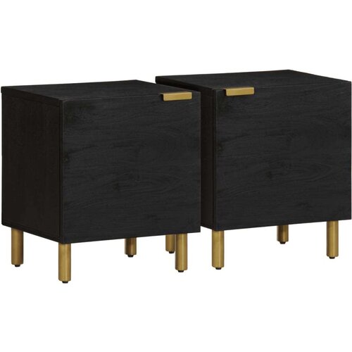 VidaXL Noćni ormarići 2 kom crni 40x33x46 cm od masivnog drva manga Slike