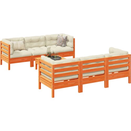 VidaXL 7-dijelni set vrtnih sofa s jastucima vo&amp;scaron;tano smeđi od borovine Slike
