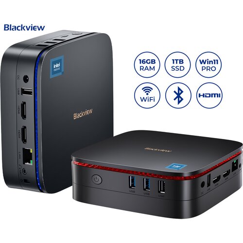 Blackview Namizni mini računalnik MP60, W11P, Intel N150, 16 GB RAM, 1 TB SSD, 4x USB, 2x HDMI, (5000005038) Slike