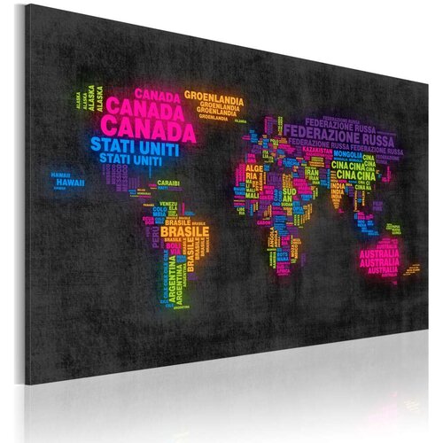  Slika - The map of the World - Italian names of countries 120x80 Cene