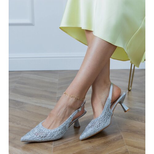 Gemre Silver woven slingback pumps Tenlis Cene