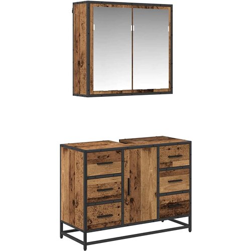  Set namje&amp;scaron;taja za kupaonicu 2 kom. Staro drvo 80 x 33 x 60 cm Slike