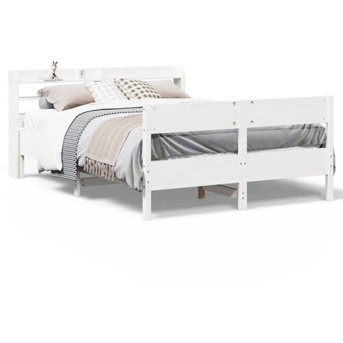 vidaXL Posteljni okvir brez vzmetnice bel 140x190 cm trdna borovina Cene