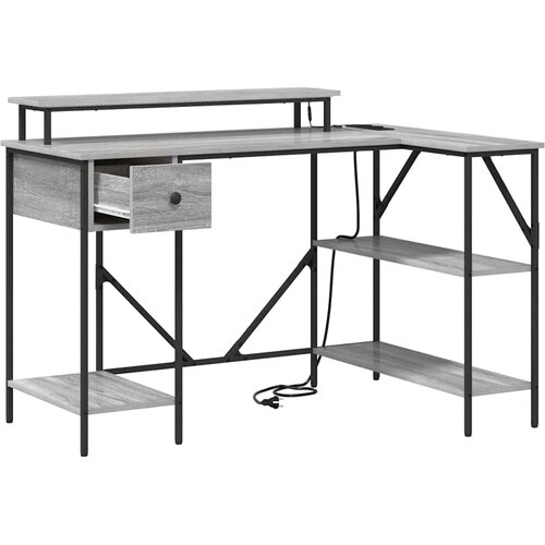  Stol s policom Siva Sonoma 120 x 79 x 86,5 cm Konstruirano drvo Slike