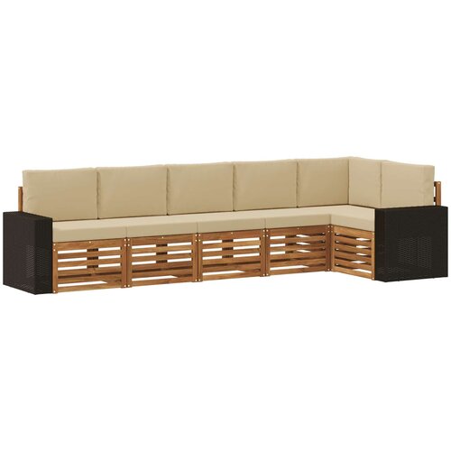 vidaXL Kotna sedežna garnitura z blazino 6 pcs Naravna in bež, (5000283286) Cene