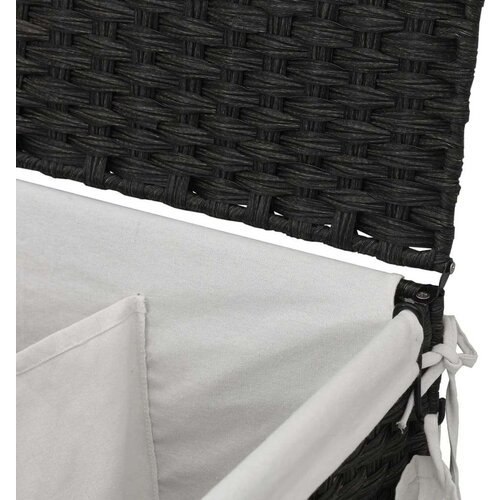 VidaXL Ko&amp;scaron;ara za rublje s kotačima crna 60 x 35 x 60 5 cm od ratana Slike