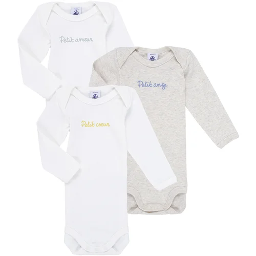 Petit Bateau BODY US ML MESSAGES PACK X3 Bež