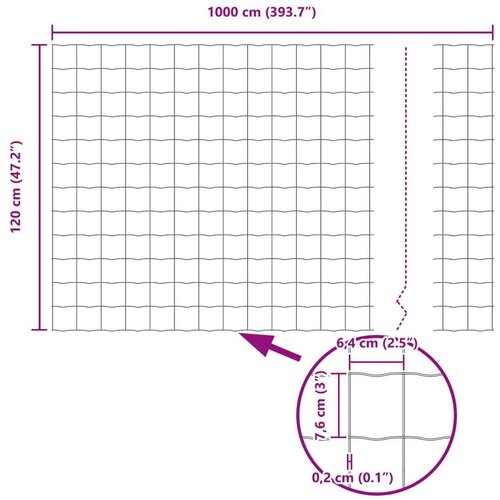 vidaXL Evropska Ograja 1.2 x 10 m Pocinkano Jeklo Cene