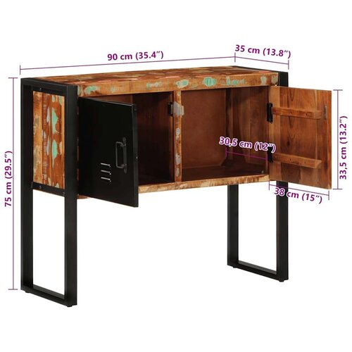 vidaXL Konzolna omarica večbarvna 90x35x75 cm trden predelan les Cene
