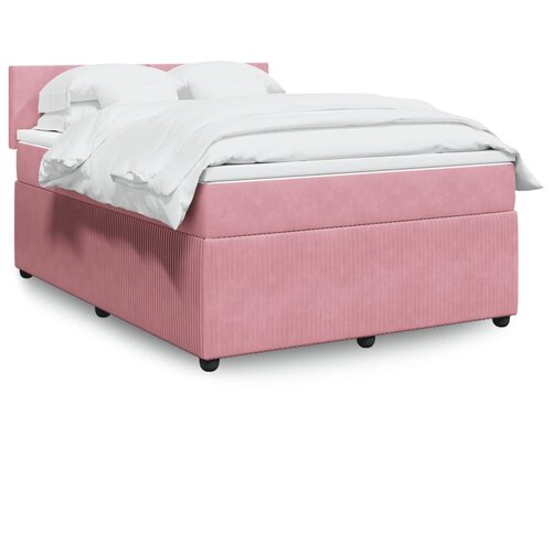 vidaXL Box spring postelja z vzmetnico roza 140x200 cm žamet Cene
