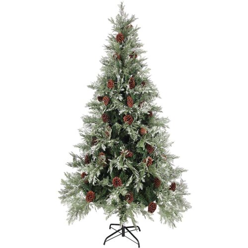 vidaXL Novoletna jelka s storži zelena in bela 225 cm PVC in PE Cene
