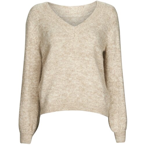 Vila Puloverji VIJAMINA REV V-NECK L/S KNIT TOP Bež Cene