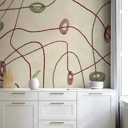  Foto tapeta - Lines and shapes – bead labyrinth on a pale washed background 100x70 Cene