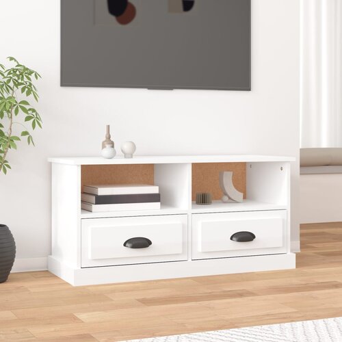 VidaXL TV omarica visok sijaj bela 93x35,5x45 cm inženirski les Slike