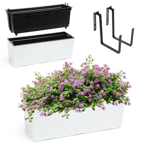 KADAX balkonski lonček za rože z vstavljivim stojalom za rože 19x56 cm + ročaji, (5000353529) Slike
