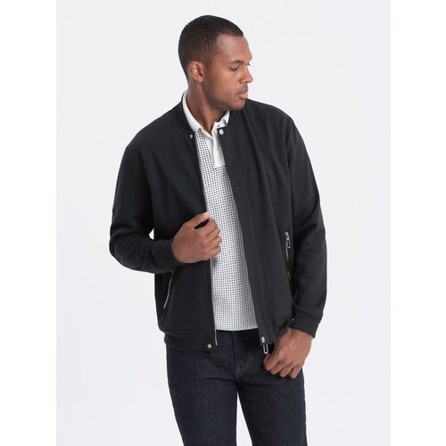 Ombre Men&amp;#039;s unbuttoned bomber jacket - black Slike