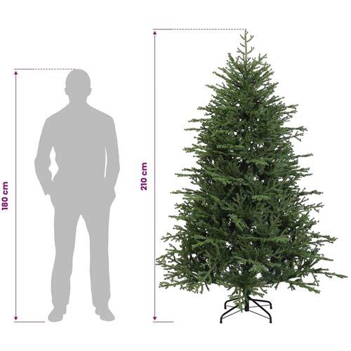  Umjetno božićno drvce s nogom 210 cm PVC i metal Zelena - 210 cm bez LED svjetala Slike
