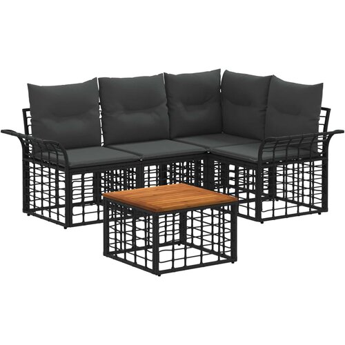 vidaXL Set vanjskih sofa 5 kom. Crna i tamno siva Poliester - Crna i tamno siva sa stolom Cene
