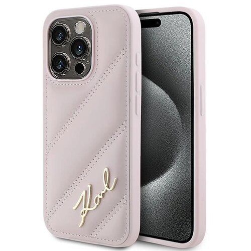 Karl Lagerfeld PRE&Scaron;IT OVITEK DIAGONAL PRE&Scaron;IT ZA IPHONE 15 PRO ROZA, (21898261) Cene