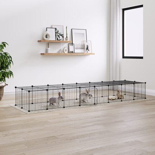 vidaXL Kavez za ljubimce s 36 panela i vratima crni 35 x 35 cm čelični Cijene