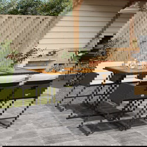  The Living Store Vrtna jedilna garnitura 5-delna z blazinami črn poli ratan - Vrtna Jedilna Garnitura, (21478349) Cene