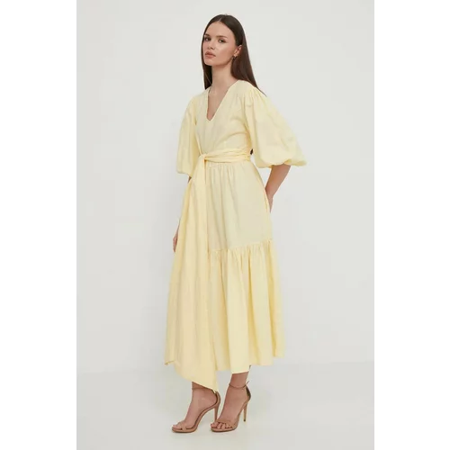 Barbour Lanena haljina Modern Heritage boja: žuta, maxi, širi se prema dolje, LDR0770