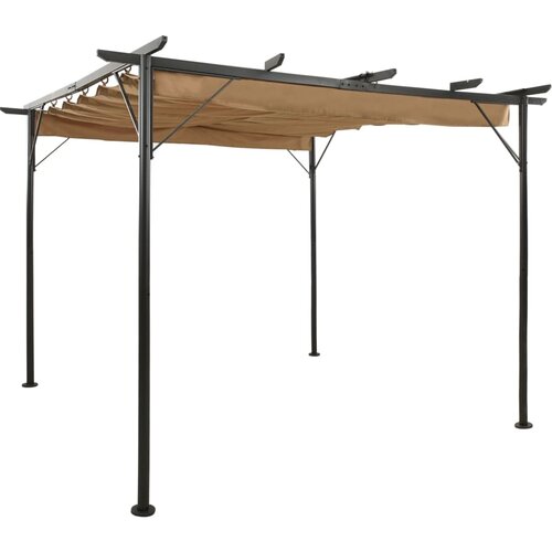 vidaXL Pergola z zložljivo streho taupe 3x3 m jeklo 180 g/m&sup2; Cene